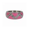 Riding Gear Hot Leathers JWR1122 Women's Pink 'Chevron' Stainless Steel Ring With Rhinestones