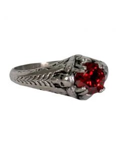 Riding Gear Hot Leathers JWR1125 Women's Red 'Stone Solitaire' Stainless Steel Ring