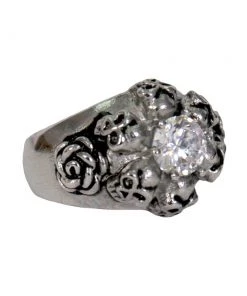 Hot Leathers JWR1127 Women's Silver 'Six Skull And Roses' Stainless Steel Ring Riding Gear