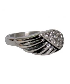 Hot Leathers JWR1130 Women's Silver 'Diamond Angel Wing' Stainless Steel Ring Riding Gear