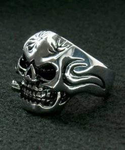 Hot Leathers JWR2102 Men's Skull Cigar Stainless Steel Ring Riding Gear