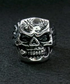 Hot Leathers JWR2102 Men's Skull Cigar Stainless Steel Ring Riding Gear