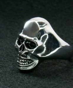 Hot Leathers JWR2104 Men's Smooth Skull Stainless Steel Ring Riding Gear