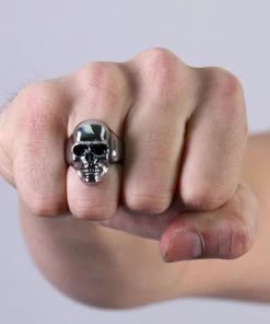 Hot Leathers JWR2104 Men's Smooth Skull Stainless Steel Ring Riding Gear