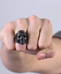 Hot Leathers JWR2105 Men's Cyborg Skull Stainless Steel Ring
