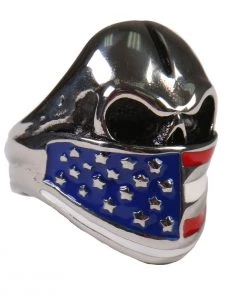 Riding Gear Hot Leathers JWR2128 Men's Flag Bandana Skull Ring