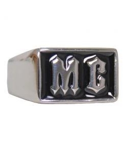 Hot Leathers JWR2129 Men's Silver 'MC' Stainless Steel Ring