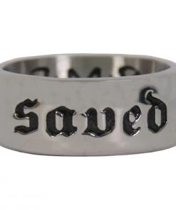 Riding Gear Hot Leathers JWR2132 Men's Silver 'SAVED' Stainless Steel Ring