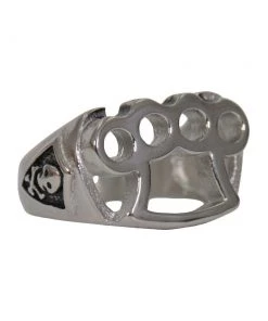 Hot Leathers JWR2133 Men's Silver 'Brass Knuckles' Stainless Steel Ring