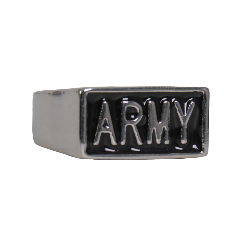 Riding Gear Hot Leathers JWR2137 Men's Silver 'Army' Stainless Steel Ring