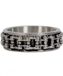 Hot Leathers JWR2140 Men's Silver 'Bike Chain' Stainless Steel Ring Riding Gear