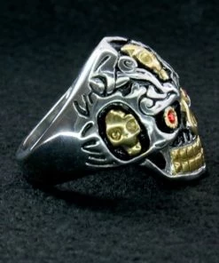 Hot Leathers JWR2202 Men's Holy Toledo Skull Stainless Steel Ring