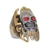 Hot Leathers JWR2220 Men's Silver 'Skull And Gold Tone Flames' Stainless Steel Ring