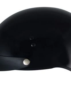 Klutch Helmets Riding Gear Klutch K-3'Cruise' Gloss Black Half Face Motorcycle Helmet With Snap On Visor