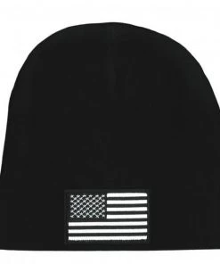 Riding Gear Hot Leathers KHB5002 Black And White American Flag Knit Hat