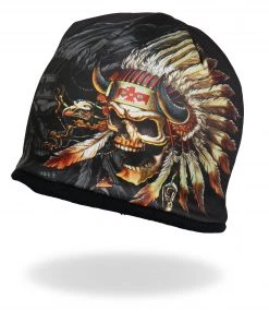 Hot Leathers KHC1024 Sublimated Indian Skull Beanie Riding Gear