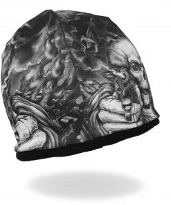 Riding Gear Hot Leathers KHC1037 Smoking Gun Skull Soft Beanie