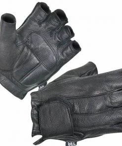 Riding Gear Xelement XG850 Men's Black Leather Deerskin Fingerless Motorcycle Gloves