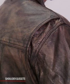 Leather Motorcycle Jackets Hot Leathers LCS1004 Mens Distressed Brown Leather Concealed Carry Shirt