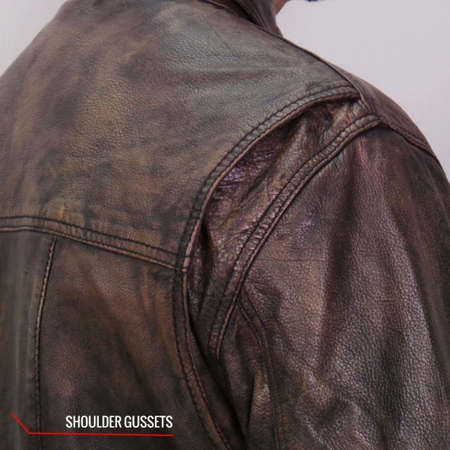 Leather Motorcycle Jackets Hot Leathers LCS1004 Mens Distressed Brown Leather Concealed Carry Shirt