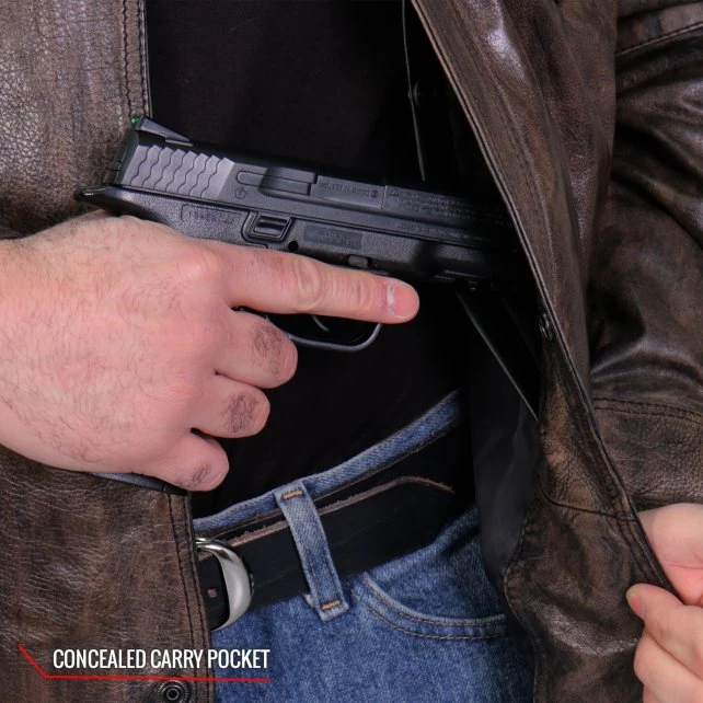 Leather Motorcycle Jackets Hot Leathers LCS1004 Mens Distressed Brown Leather Concealed Carry Shirt