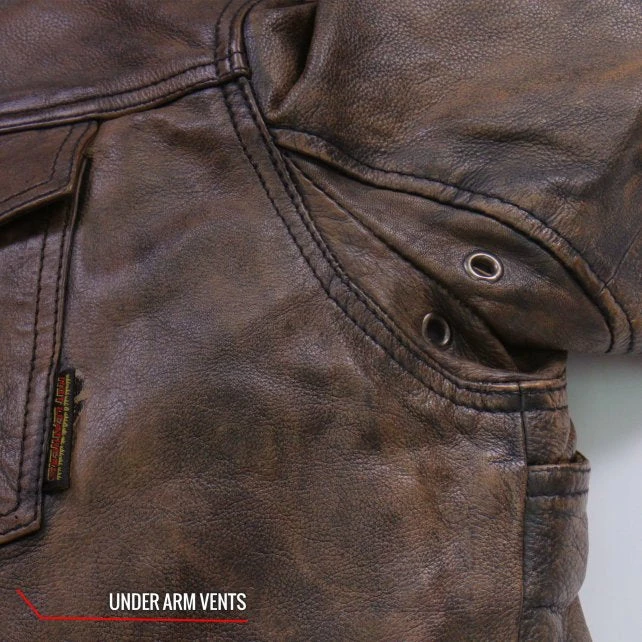 Leather Motorcycle Jackets Hot Leathers LCS1004 Mens Distressed Brown Leather Concealed Carry Shirt