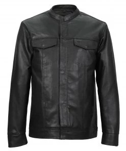 Hot Leathers LCS1005 Mens Hidden Snap Concealed Carry Black Leather Shirt Leather Motorcycle Jackets