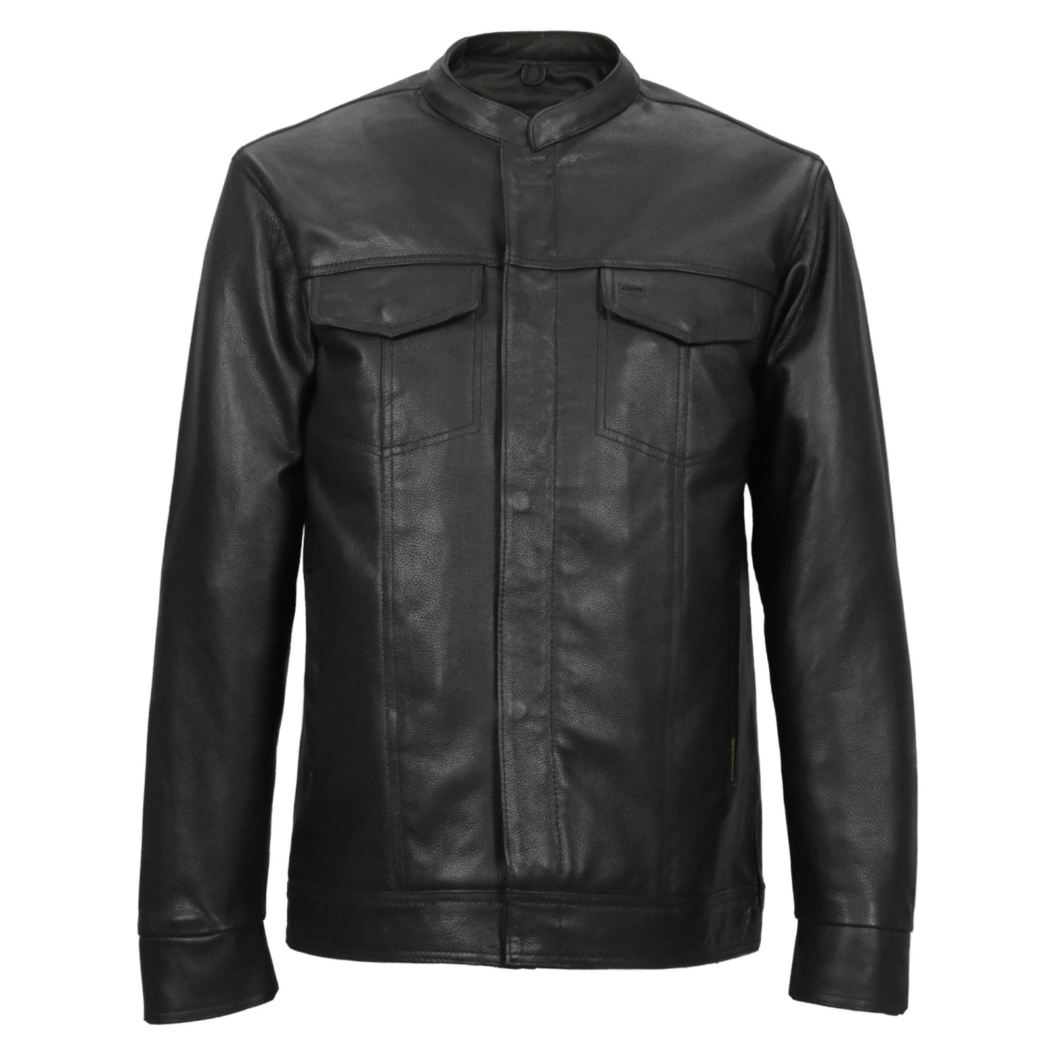 Hot Leathers LCS1005 Mens Hidden Snap Concealed Carry Black Leather Shirt Leather Motorcycle Jackets