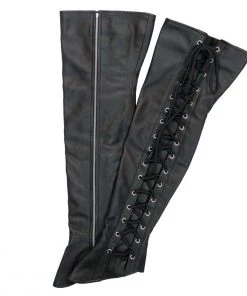 Motorycle Pants & Chaps Hot Leathers LCU1003 Ladies Black Lambskin Leather Leggings With Black Side Lace