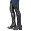 Hot Leathers LCU1004 Ladies Black Lambskin Leather Leggings With Purple Side Lace