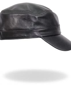 Riding Gear Hot Leathers LHA2007 Black Leather Cadet Cap
