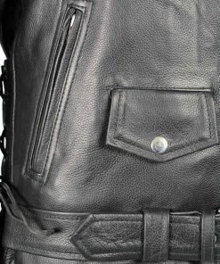 Milwaukee Leather LKL2700 Ladies Classic Black Leather Police Style Jacket With Side Laces Leather Motorcycle Jackets