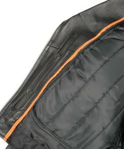 Milwaukee Leather LKL2700 Ladies Classic Black Leather Police Style Jacket With Side Laces Leather Motorcycle Jackets