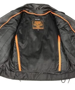 Milwaukee Leather LKL2700 Ladies Classic Black Leather Police Style Jacket With Side Laces Leather Motorcycle Jackets