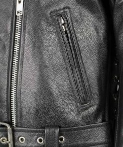 Milwaukee Leather LKL2700 Ladies Classic Black Leather Police Style Jacket With Side Laces Leather Motorcycle Jackets