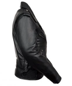 Milwaukee Leather LKL2700 Ladies Classic Black Leather Police Style Jacket With Side Laces Leather Motorcycle Jackets