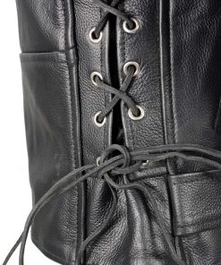 Milwaukee Leather LKL2700 Ladies Classic Black Leather Police Style Jacket With Side Laces Leather Motorcycle Jackets