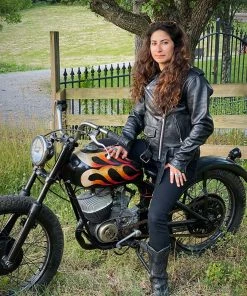 Milwaukee Leather LKL2700 Ladies Classic Black Leather Police Style Jacket With Side Laces Leather Motorcycle Jackets