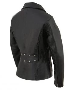 Milwaukee Leather LKL2710 Women's Black Braided Jacket With Studded Back