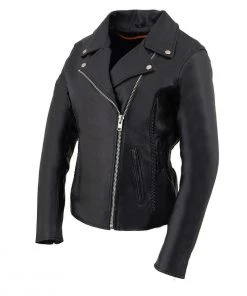 Milwaukee Leather LKL2710 Women's Black Braided Jacket With Studded Back