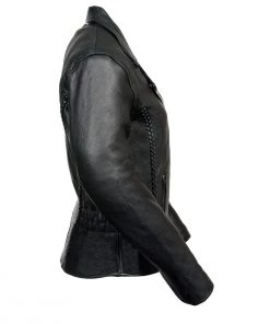 Milwaukee Leather LKL2710 Women's Black Braided Jacket With Studded Back