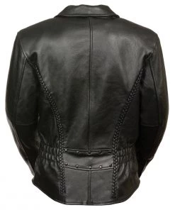 Milwaukee Leather SH7023 Ladies 'Braided' Black Leather Jacket With Studs