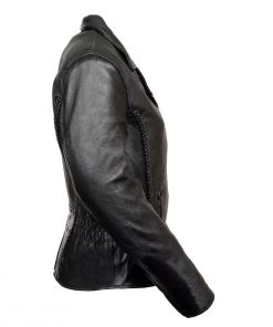 Milwaukee Leather LKL2711 Women's Black Braided Leather Jacket With Stud Back Detailing