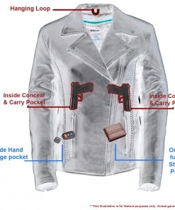 Milwaukee Leather LKL2711 Women's Black Braided Leather Jacket With Stud Back Detailing