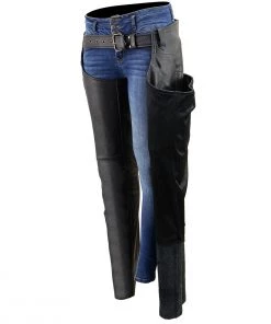 Motorycle Pants & Chaps Milwaukee Leather LKL6700 Women's Black Leather Classic Chaps With Hip Pocket