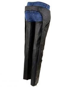 Motorycle Pants & Chaps Milwaukee Leather LKL6700 Women's Black Leather Classic Chaps With Hip Pocket