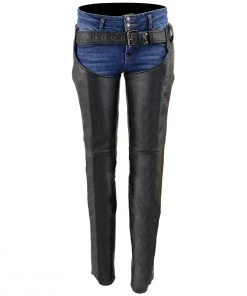 Motorycle Pants & Chaps Milwaukee Leather LKL6700 Women's Black Leather Classic Chaps With Hip Pocket