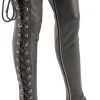 Milwaukee Leather LKL6760 Women's Black Thigh High Leather Side Lace Leggings Riding Gear
