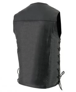 Milwaukee Leather LKM1360 Men's Black Leather Vest With Side Laces