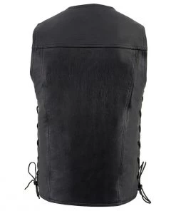 Milwaukee Leather LKM1360 Men's Black Leather Vest With Side Laces